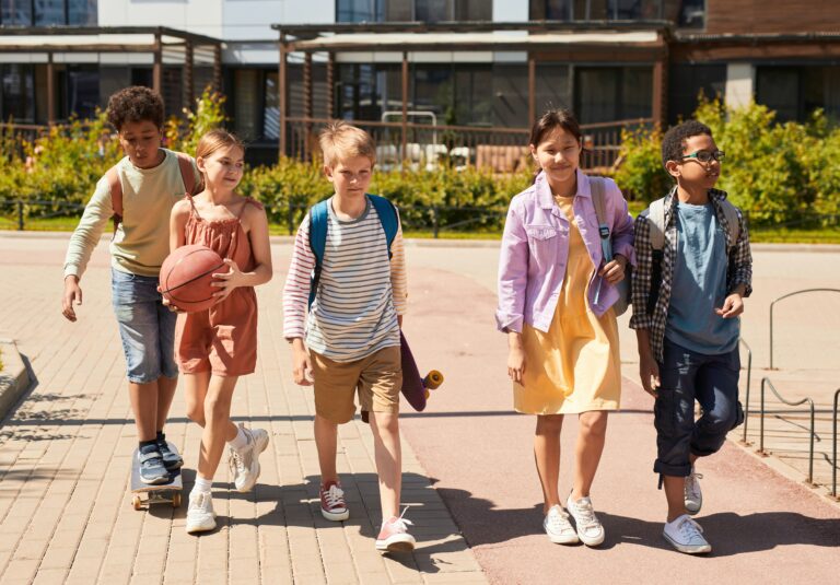 image of kids walking to school