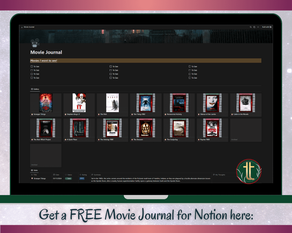 picture of the Free Notion Movie Journal 